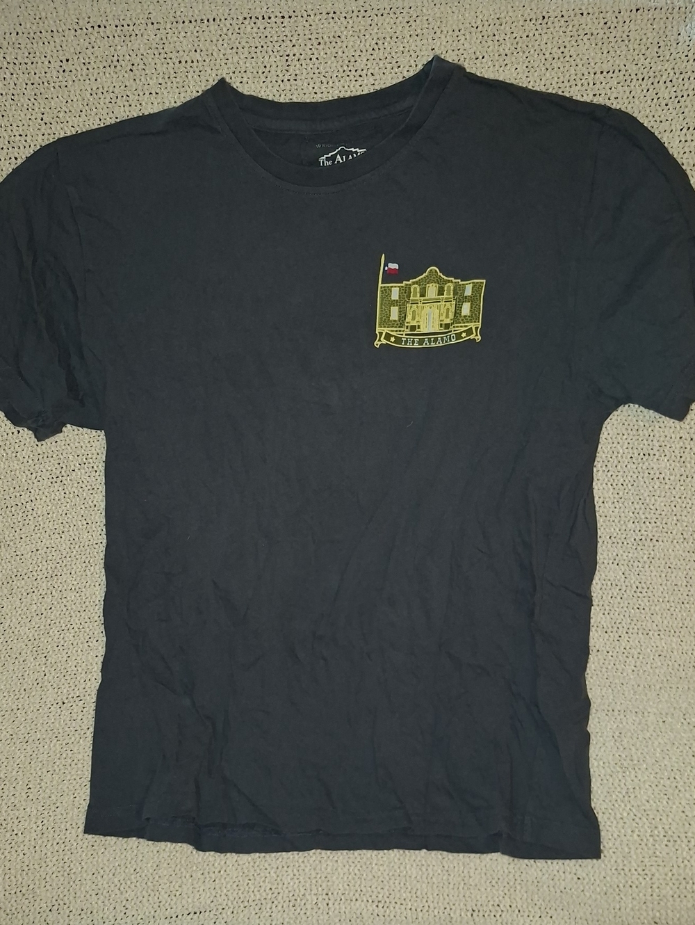 Men's Black Crewneck T-Shirt with Yellow Crest